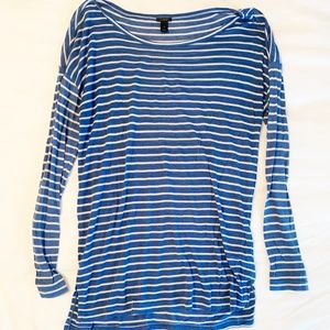 JCrew Blue and White Striped Top